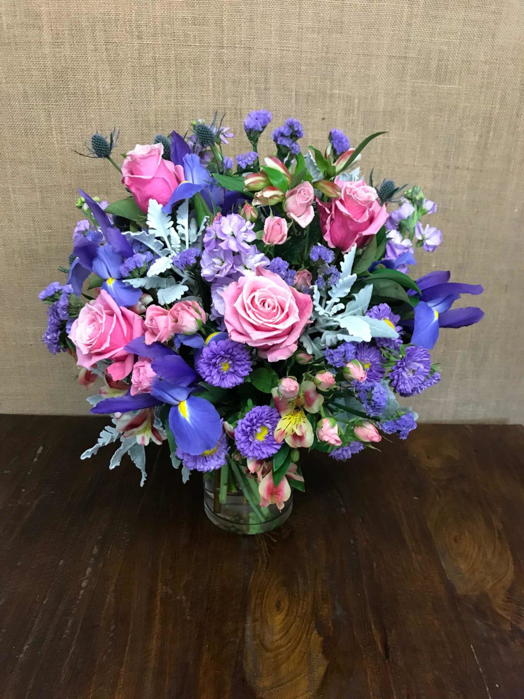 Blue & Purple Floral Vase Arrangement - Frances Dunn Florist