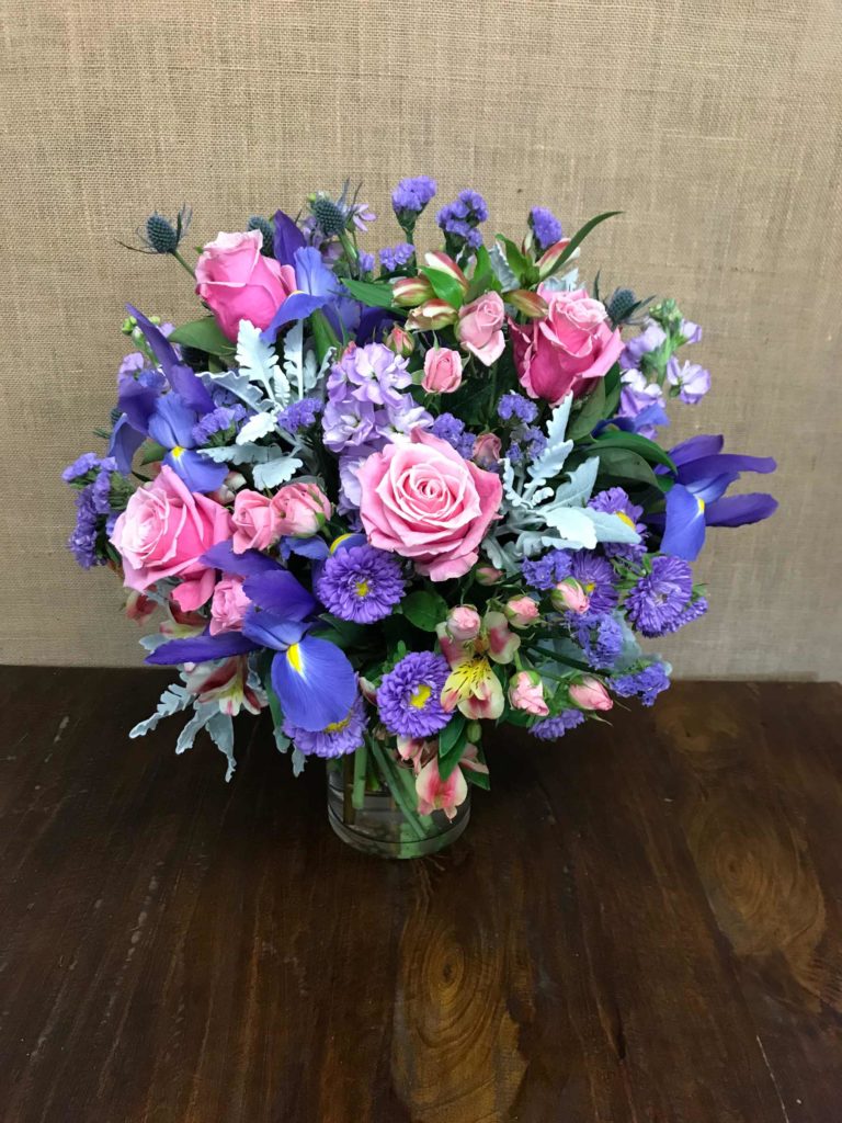 Blue & Purple Floral Vase Arrangement Frances Dunn Florist